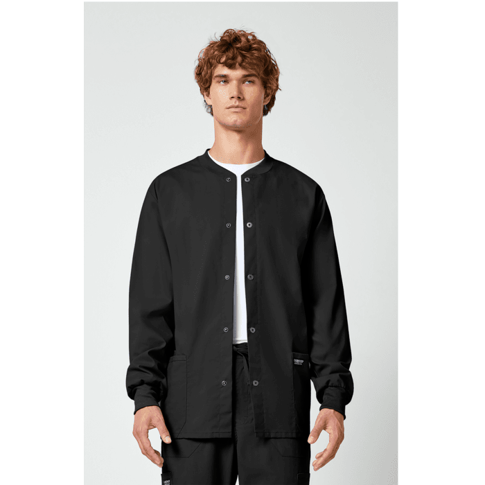 Men's Snap Front Jacket in Black WW360