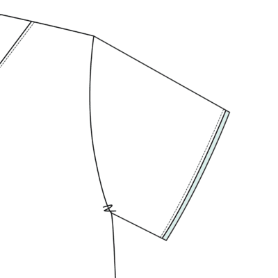 Medical Scrub Top Sleeve Edge Piping