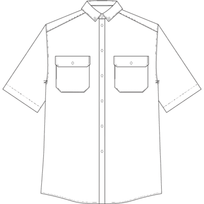 Double Breasted Pocket Short Sleeve Shirt
