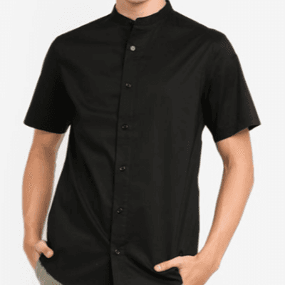 Short Sleeve Mandarin Collar Shirt by YH