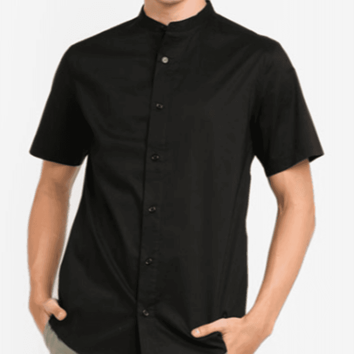 Mandarin collar short sleeve 2025 shirt